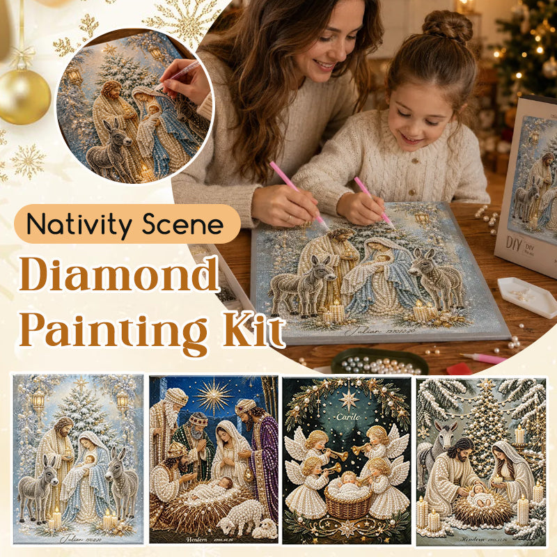 ✝️ LAST DAY 60% OFF – 💎Premium 3D Diamond Jesus Birth Nativity Scene Painting Art Kit | Luxury Flocked Canvas with Scratch-Resistant Non-Fading Diamond Beads DIY Christmas Faith Decor 🌟✝️💎