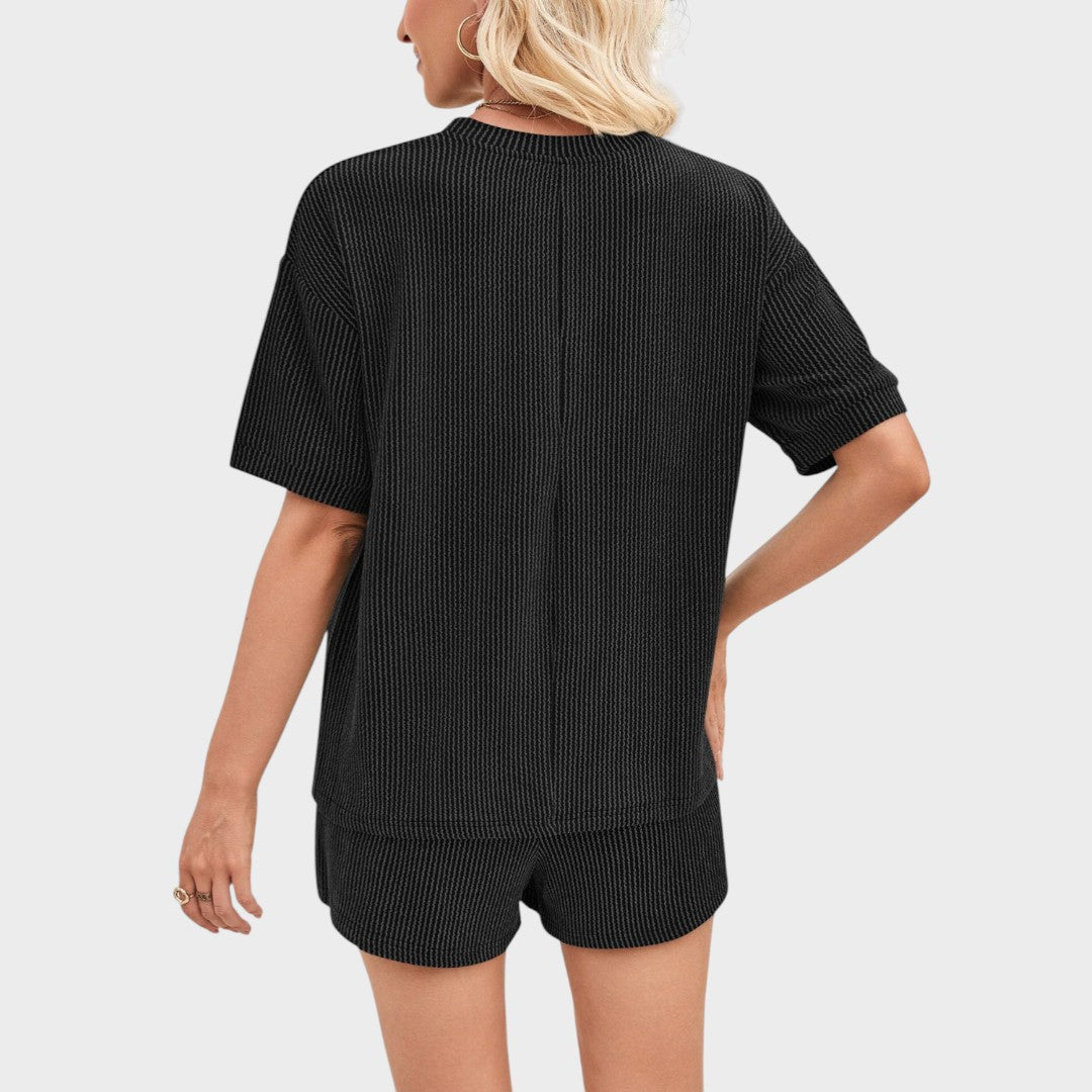 Women's 2 Piece Outfits Summer Tracksuit Ribbed Textured Knit