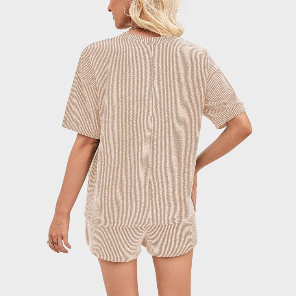 Women's 2 Piece Outfits Summer Tracksuit Ribbed Textured Knit