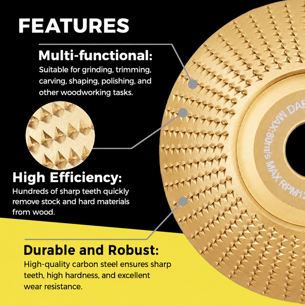 High-Performance Wood Carving Disc Set (3-Piece)