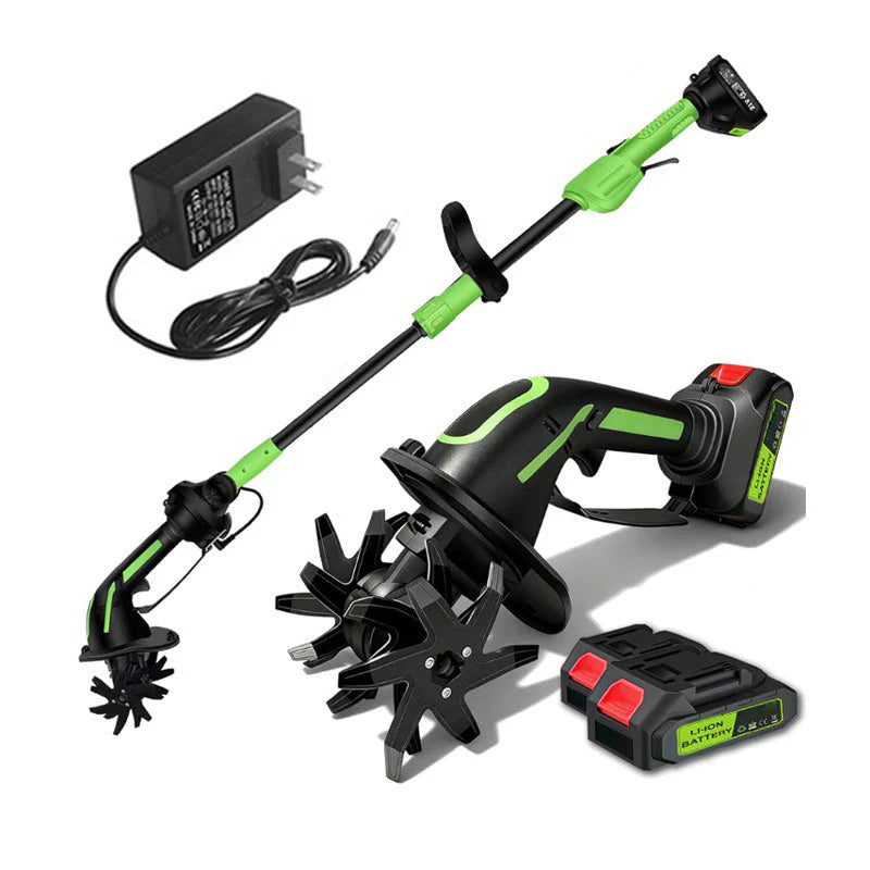 Aureove Multifunctional 2-in-1 Cordless Tiller & Cultivator with Telescopic Pole