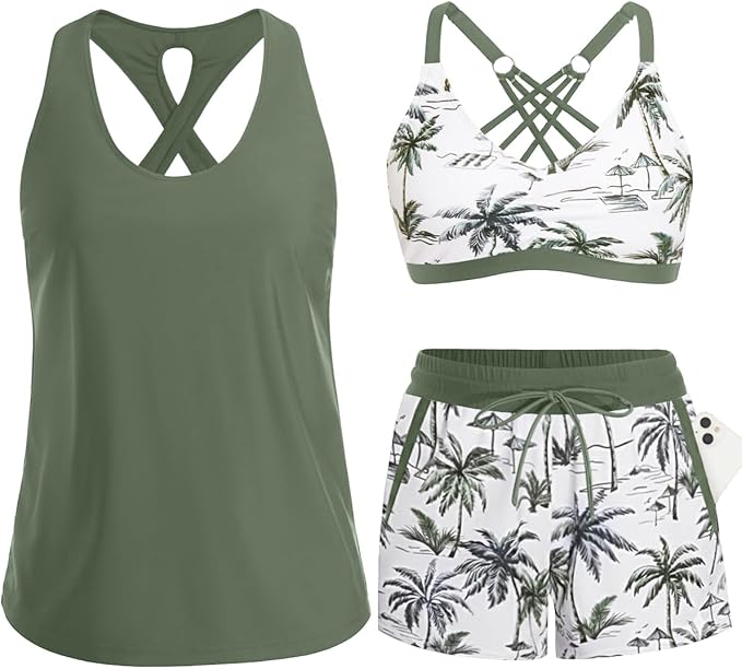 2026 3-Piece Tankini Shorts Set | Quick-Dry & Flattering | Vacation & Sports