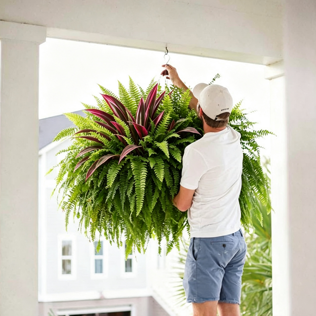 💥Summer Special🔥 48" Large UV-Resistant Artificial Fern & Red Dracaena Decorative Plants – Full, Lush & Fade-Resistant!