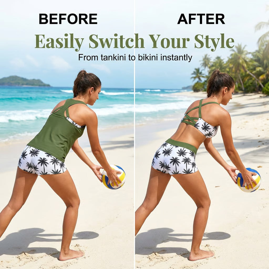 2026 3-Piece Tankini Shorts Set | Quick-Dry & Flattering | Vacation & Sports