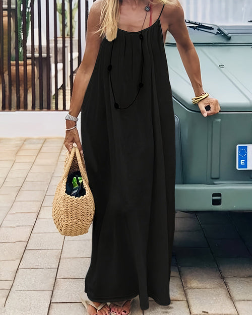 Women's Chic Solid Color Backless Cami Dress