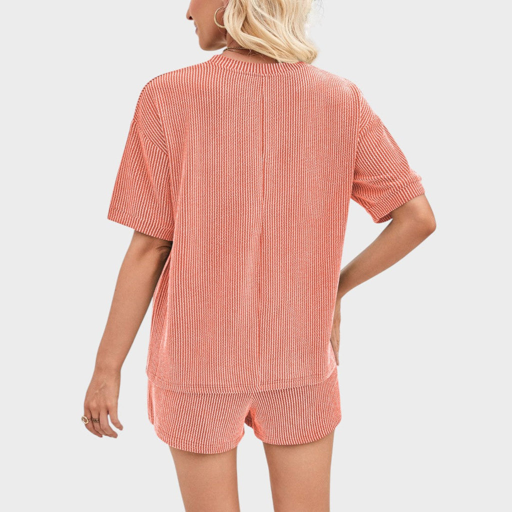 Women's 2 Piece Outfits Summer Tracksuit Ribbed Textured Knit