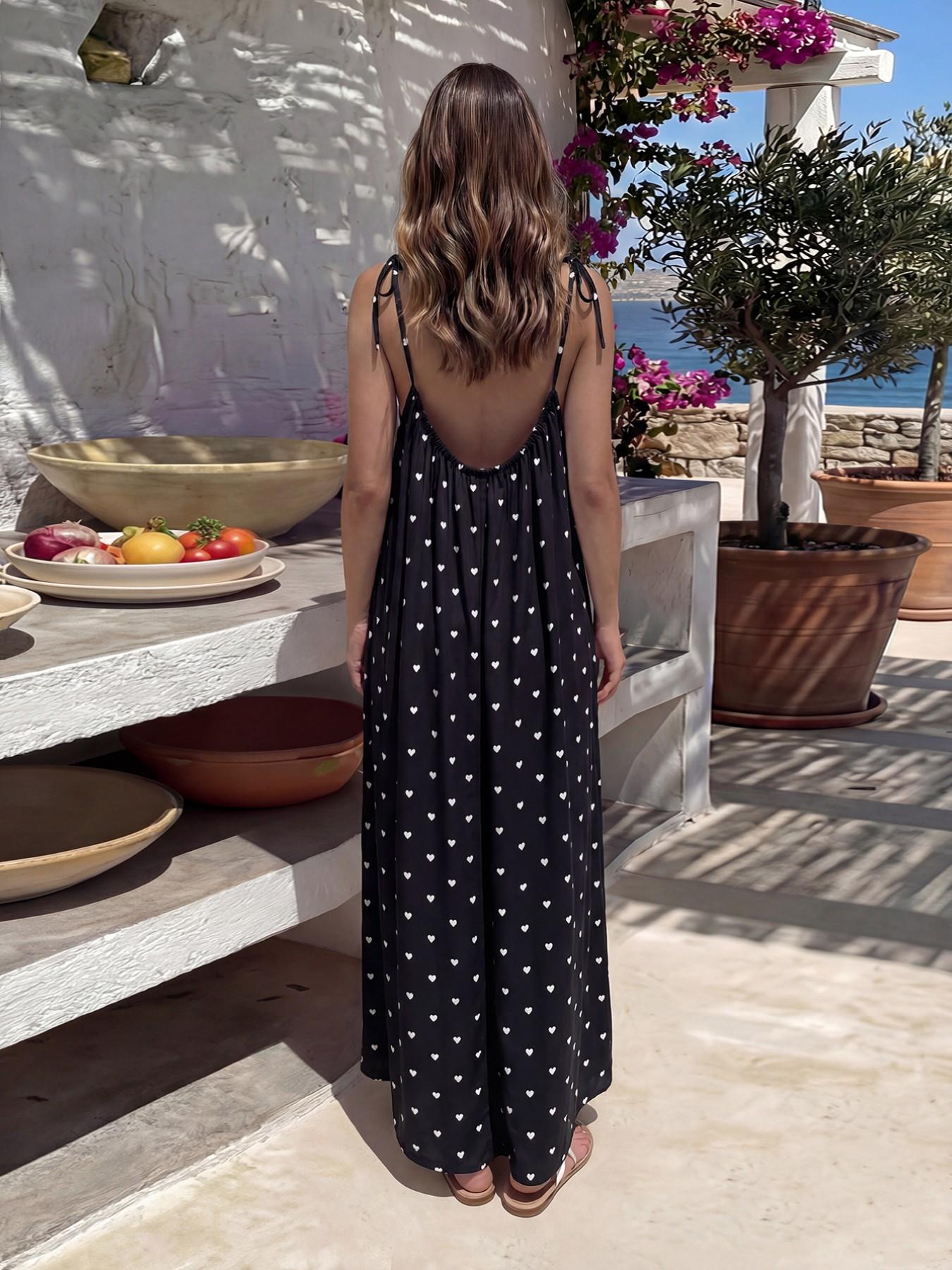 Women's Chic Solid Color Backless Cami Dress