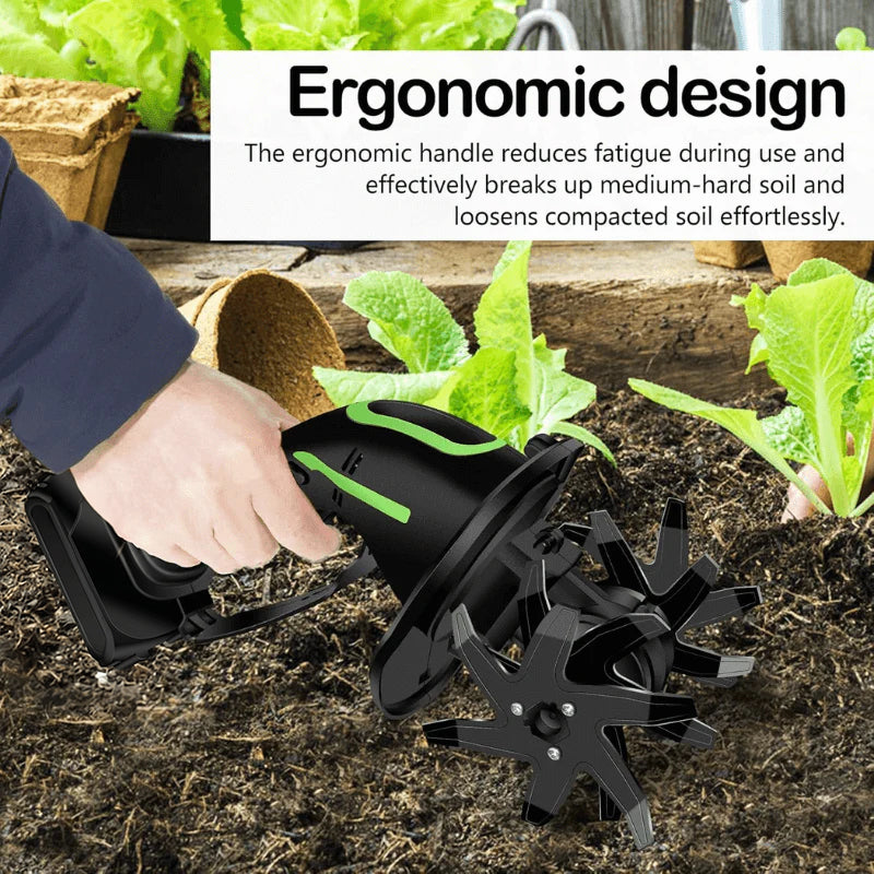 Aureove Multifunctional 2-in-1 Cordless Tiller & Cultivator with Telescopic Pole