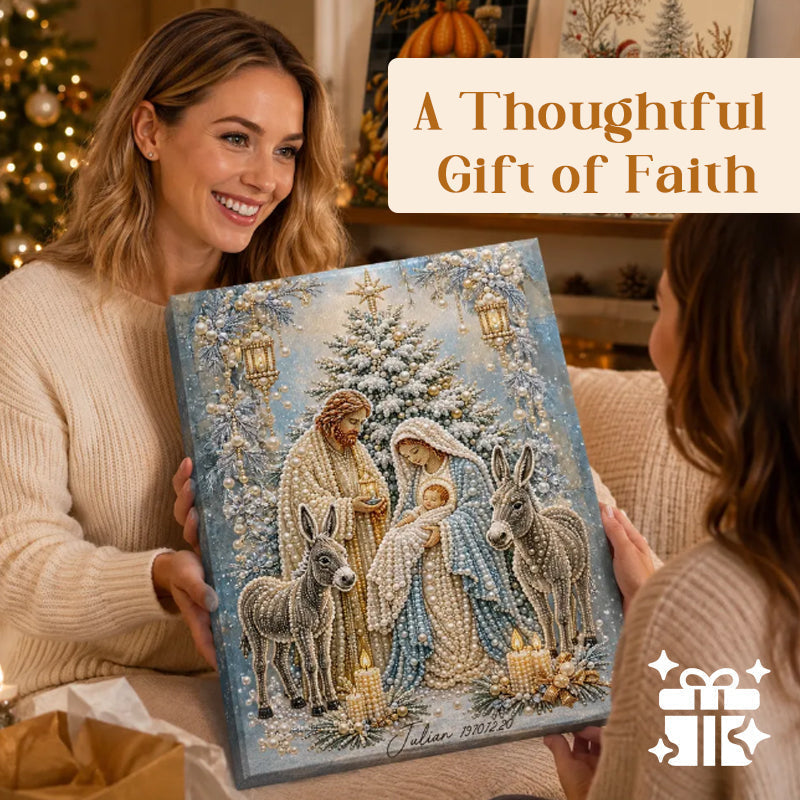 ✝️ LAST DAY 60% OFF – 💎Premium 3D Diamond Jesus Birth Nativity Scene Painting Art Kit | Luxury Flocked Canvas with Scratch-Resistant Non-Fading Diamond Beads DIY Christmas Faith Decor 🌟✝️💎