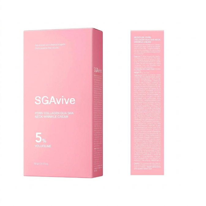 PDRN Collagen Gua Sha Neck Wrinkle Cream | Built-In Gua Sha Massager with Volufiline 5% + PDRN