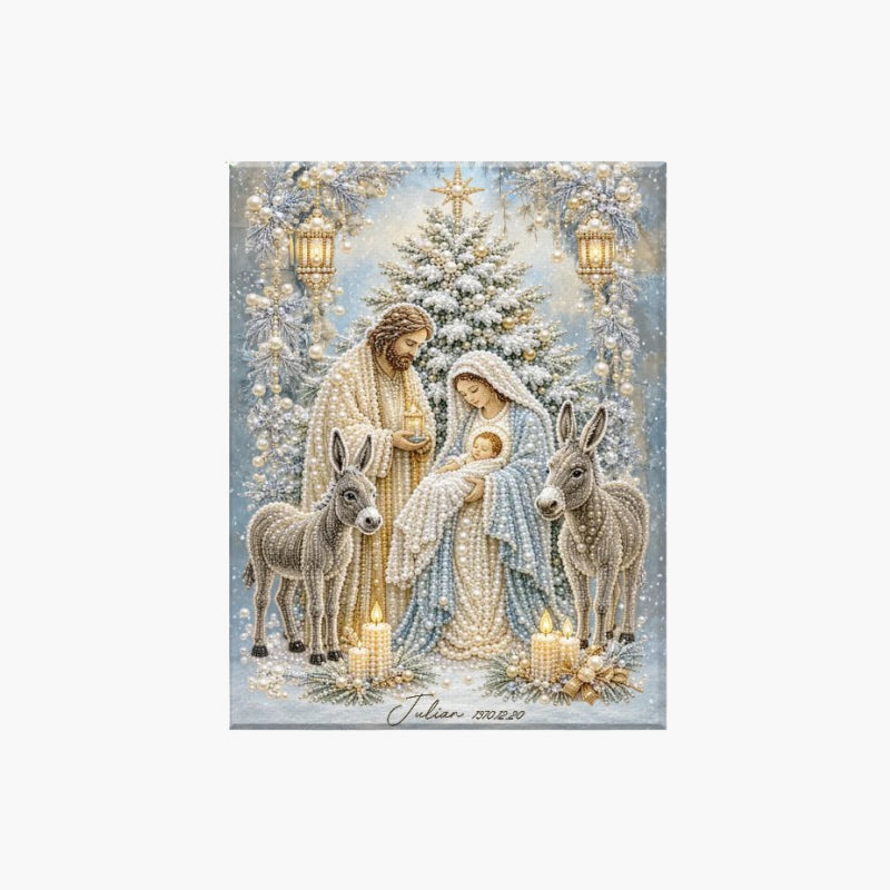 ✝️ LAST DAY 60% OFF – 💎Premium 3D Diamond Jesus Birth Nativity Scene Painting Art Kit | Luxury Flocked Canvas with Scratch-Resistant Non-Fading Diamond Beads DIY Christmas Faith Decor 🌟✝️💎