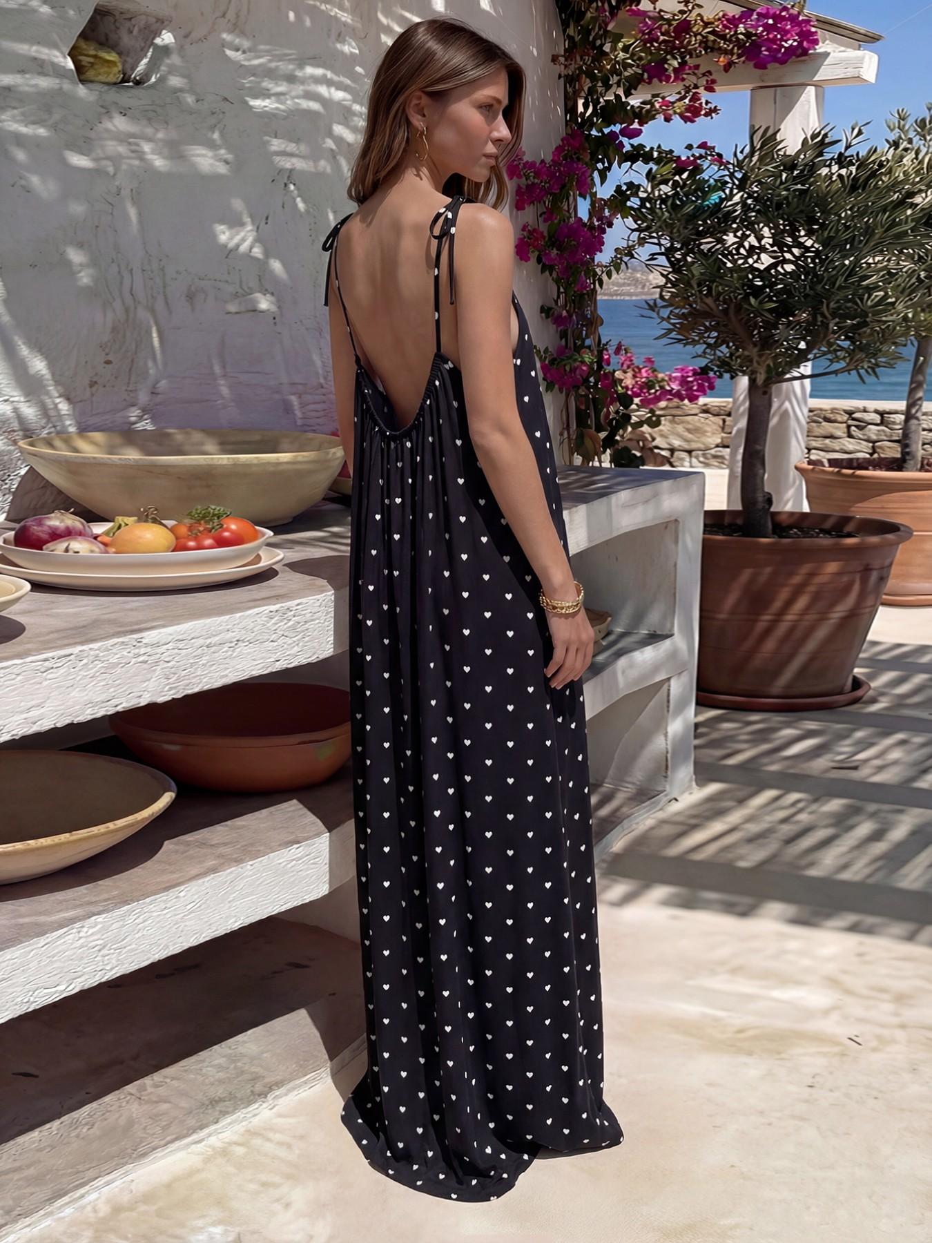 Women's Chic Solid Color Backless Cami Dress