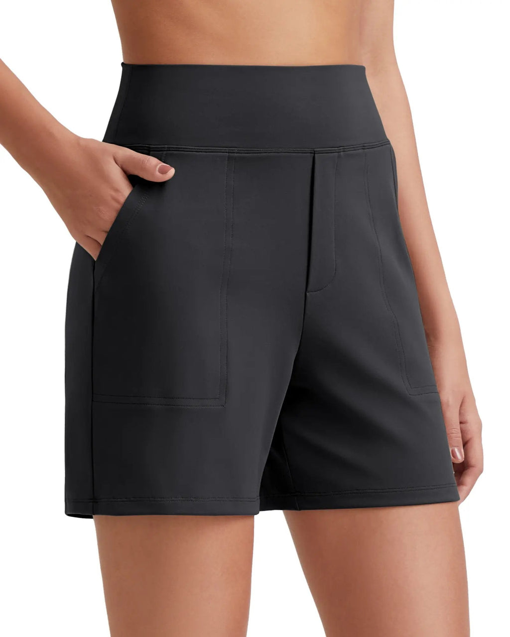 Women's High-Waisted Athletic Bermuda Shorts with Pockets – Running, Yoga, Summer Casual Activewear