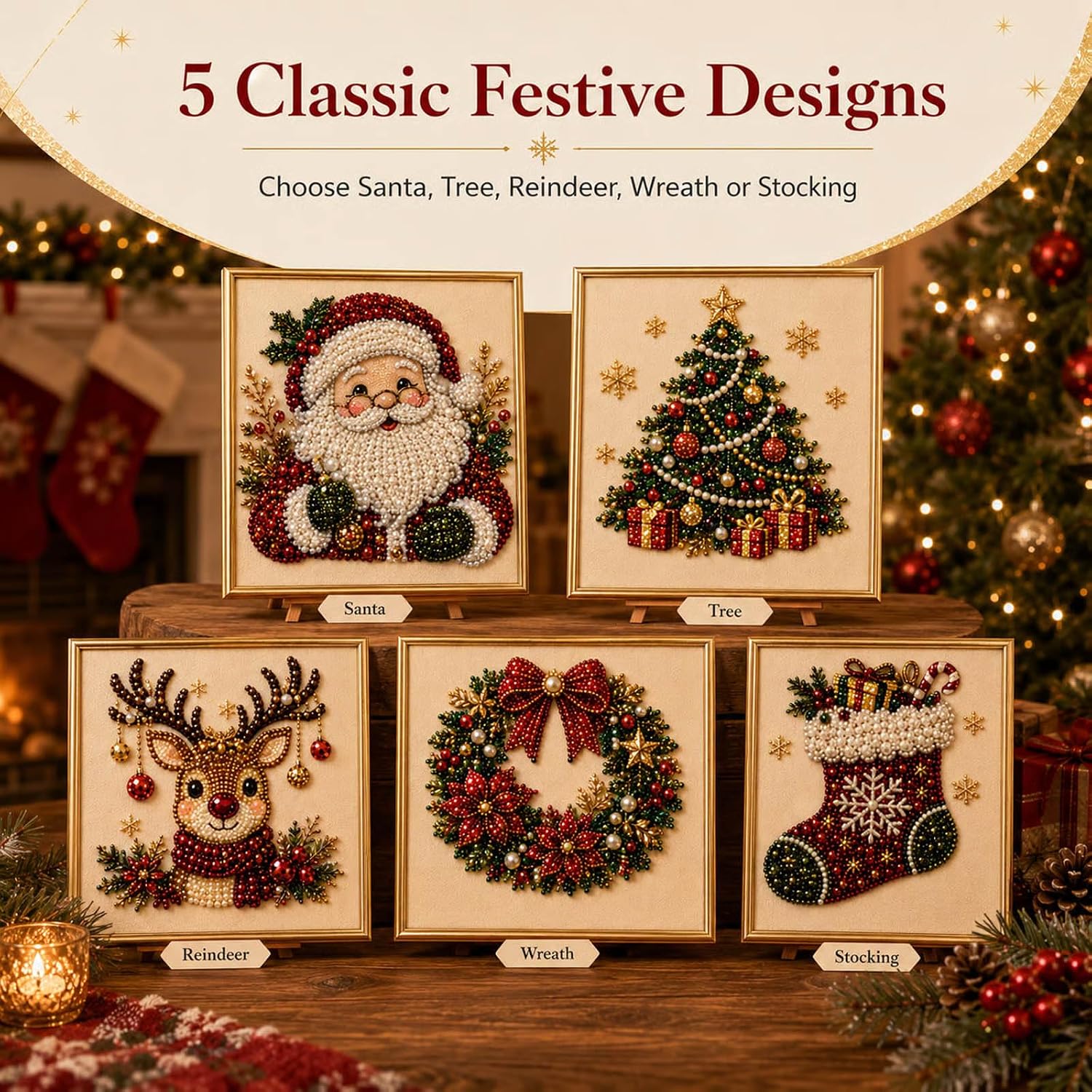 🧘Relaxing & Beginner-Friendly-💎DIY Christmas Pearl Diamond Painting Art Kit