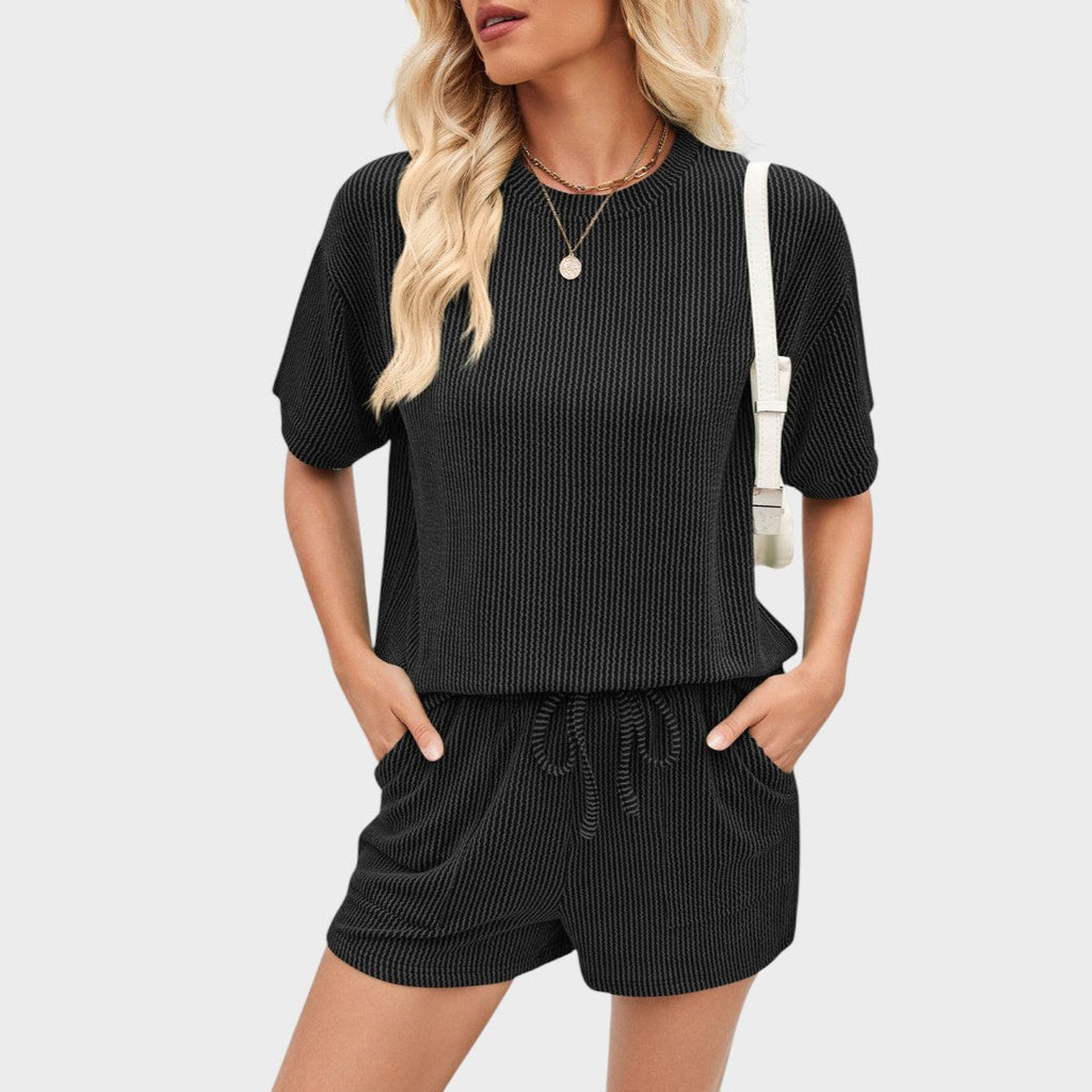 Women's 2 Piece Outfits Summer Tracksuit Ribbed Textured Knit