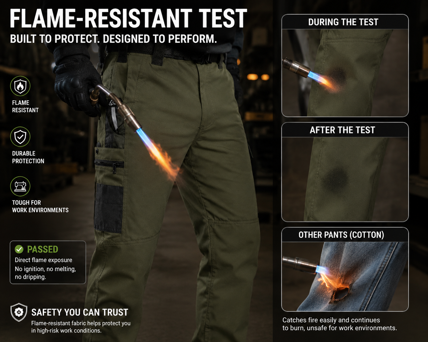 🔥 20,000+ Sold | Men's FR Tactical Work Pants – Flame-Resistant, Tougher Than Jeans 💪