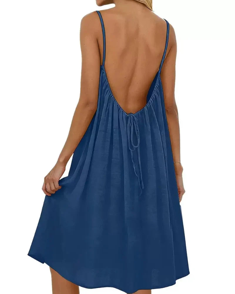 Women's Chic Solid Color Backless Cami Dress