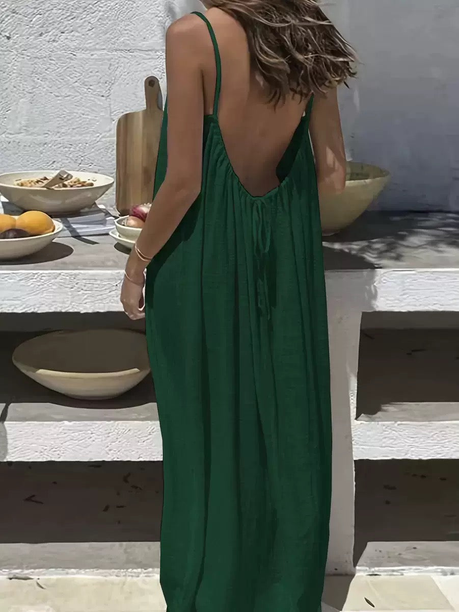 Women's Chic Solid Color Backless Cami Dress