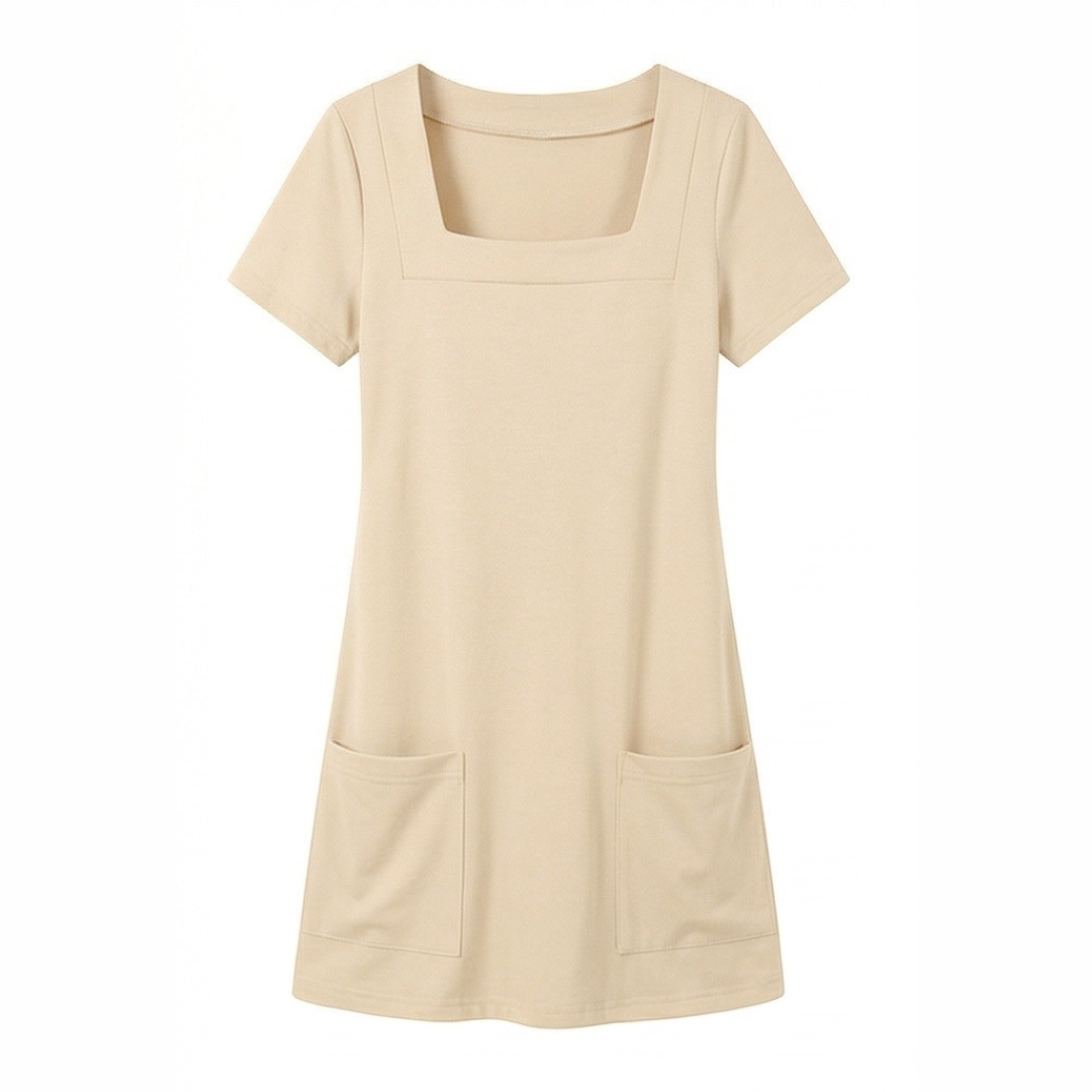 2026 Inclusive Fit Square Neck Align Dress | Flattering & Stretchy | Versatile Casual Mini Dress with Pockets