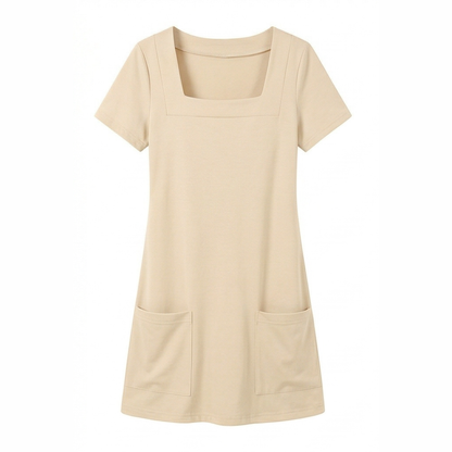 2026 Inclusive Fit Square Neck Align Dress | Flattering & Stretchy | Versatile Casual Mini Dress with Pockets