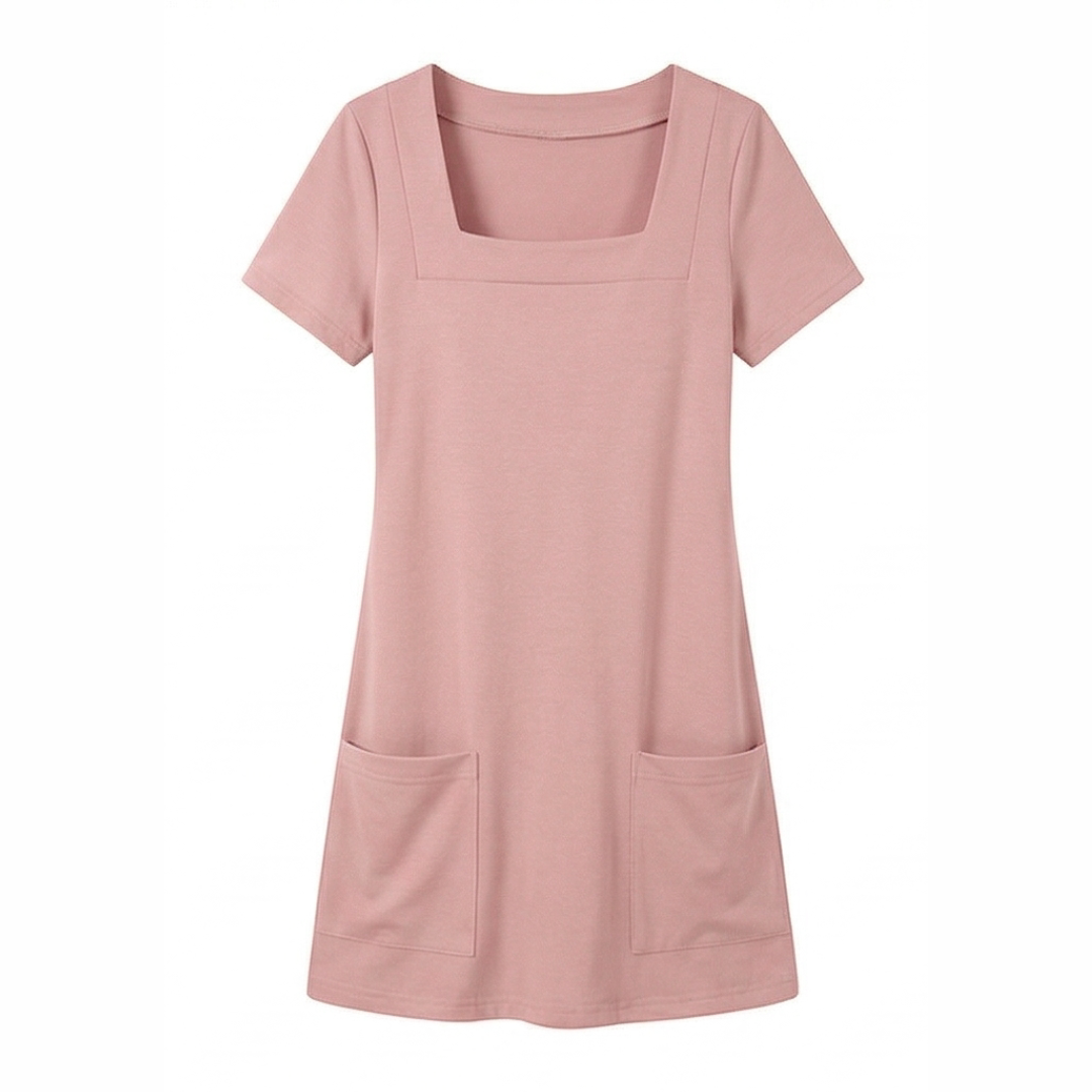 2026 Inclusive Fit Square Neck Align Dress | Flattering & Stretchy | Versatile Casual Mini Dress with Pockets