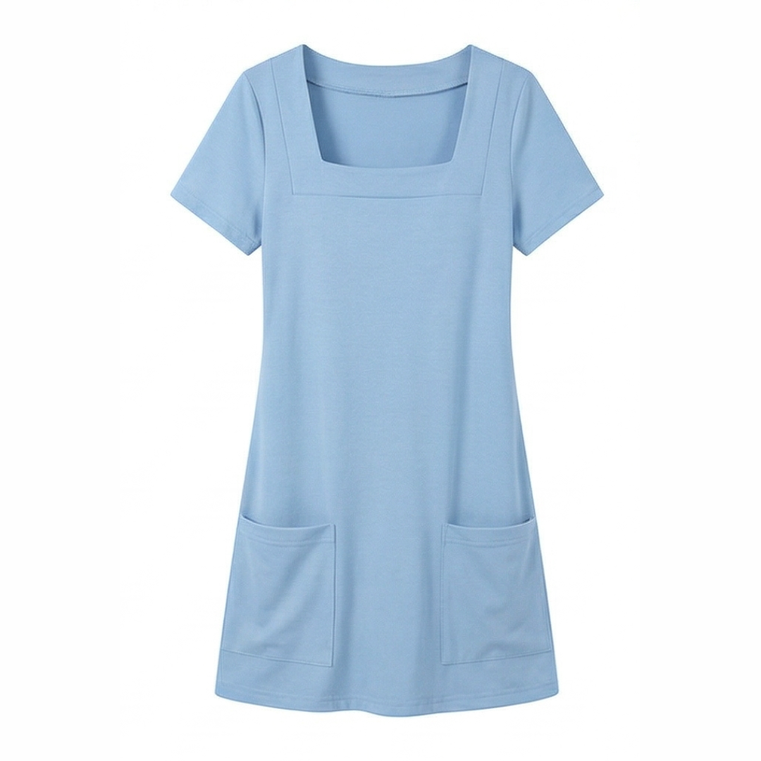 2026 Inclusive Fit Square Neck Align Dress | Flattering & Stretchy | Versatile Casual Mini Dress with Pockets
