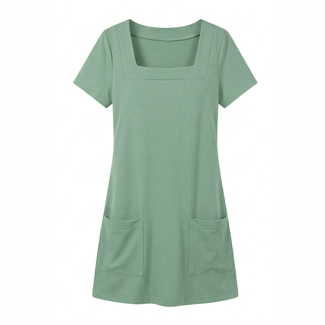 2026 Inclusive Fit Square Neck Align Dress | Flattering & Stretchy | Versatile Casual Mini Dress with Pockets