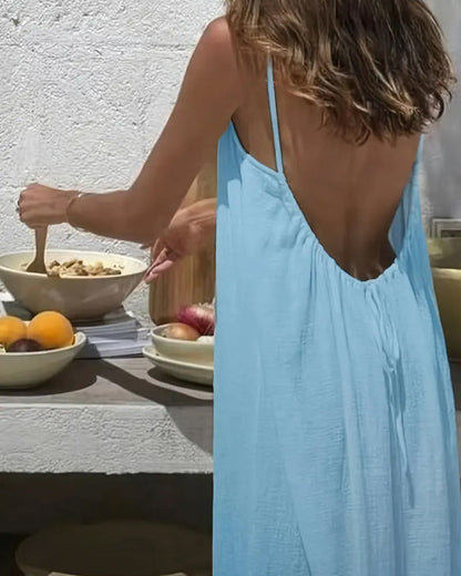 Women's Chic Solid Color Backless Cami Dress