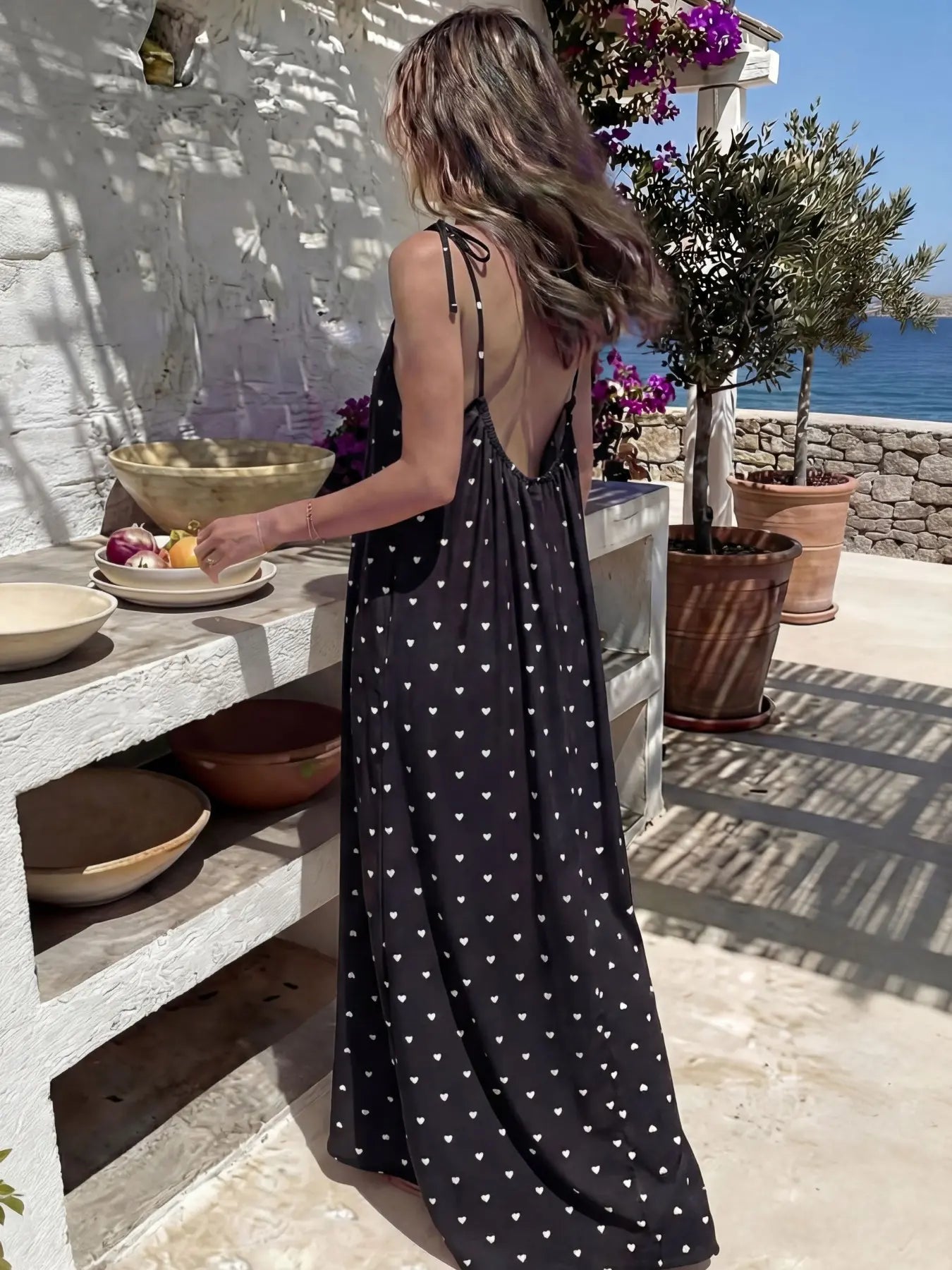 Women's Chic Solid Color Backless Cami Dress