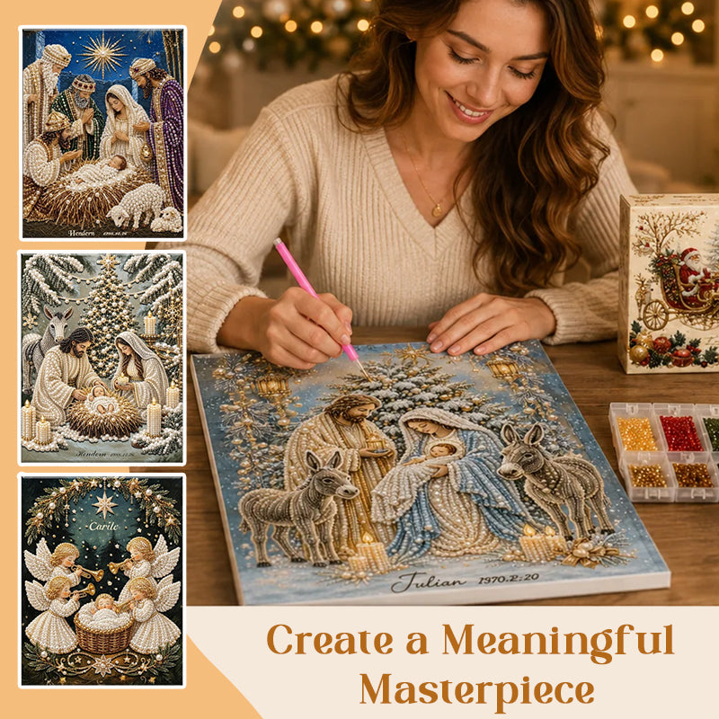 ✝️ LAST DAY 60% OFF – 💎Premium 3D Diamond Jesus Birth Nativity Scene Painting Art Kit | Luxury Flocked Canvas with Scratch-Resistant Non-Fading Diamond Beads DIY Christmas Faith Decor 🌟✝️💎