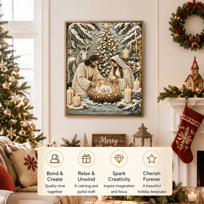 ✝️ LAST DAY 60% OFF – 💎Premium 3D Diamond Jesus Birth Nativity Scene Painting Art Kit | Luxury Flocked Canvas with Scratch-Resistant Non-Fading Diamond Beads DIY Christmas Faith Decor 🌟✝️💎
