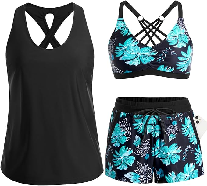2026 3-Piece Tankini Shorts Set | Quick-Dry & Flattering | Vacation & Sports