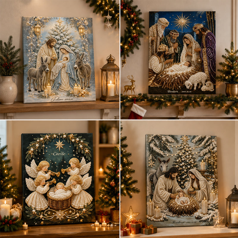 ✝️ LAST DAY 60% OFF – 💎Premium 3D Diamond Jesus Birth Nativity Scene Painting Art Kit | Luxury Flocked Canvas with Scratch-Resistant Non-Fading Diamond Beads DIY Christmas Faith Decor 🌟✝️💎