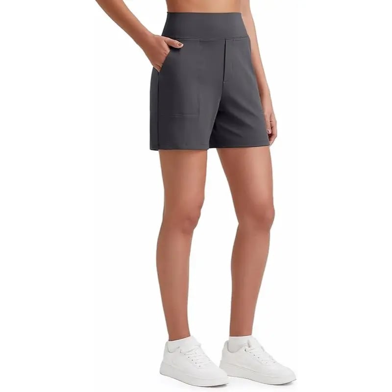 Women's High-Waisted Athletic Bermuda Shorts with Pockets – Running, Yoga, Summer Casual Activewear