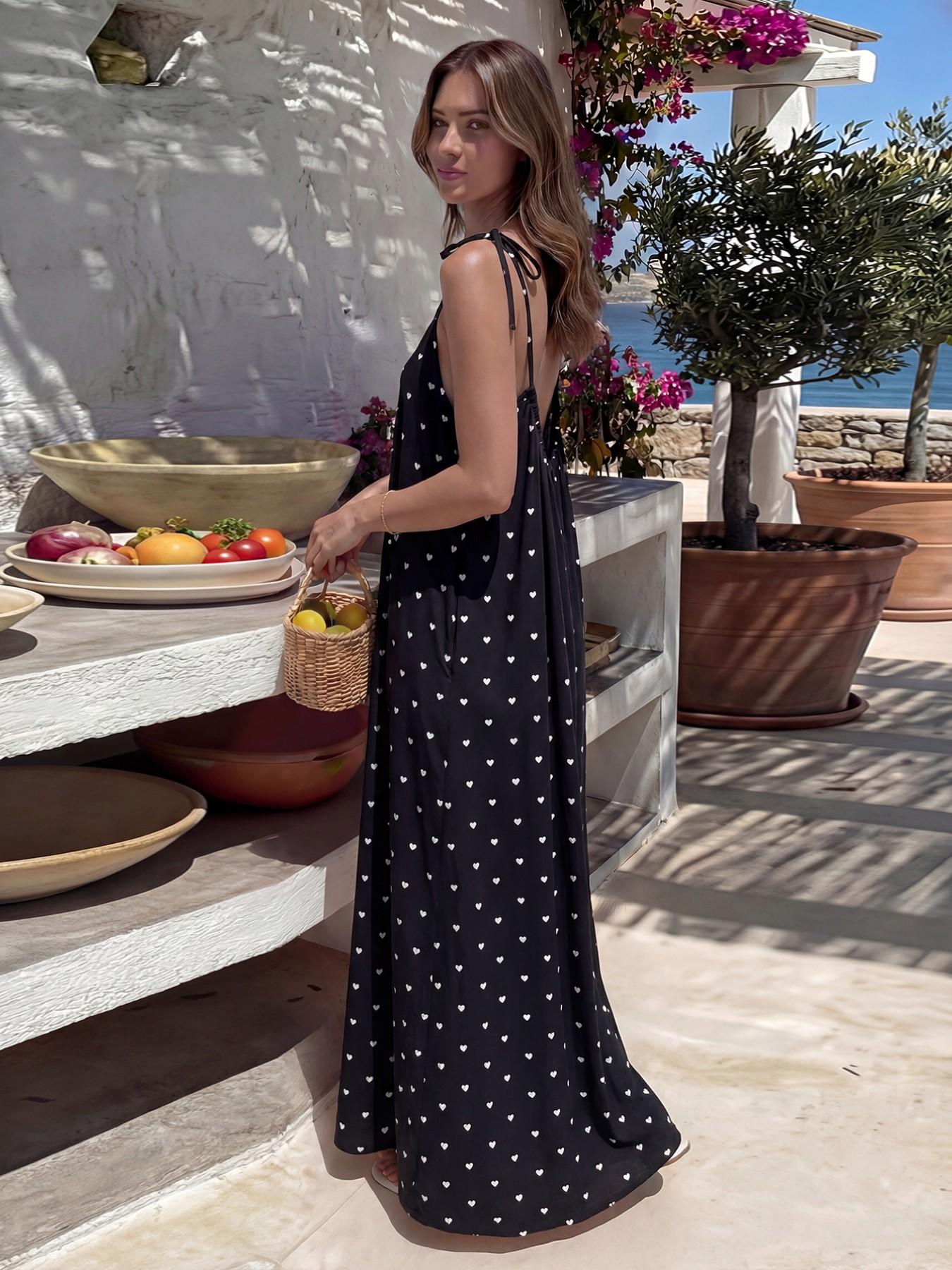 Women's Chic Solid Color Backless Cami Dress