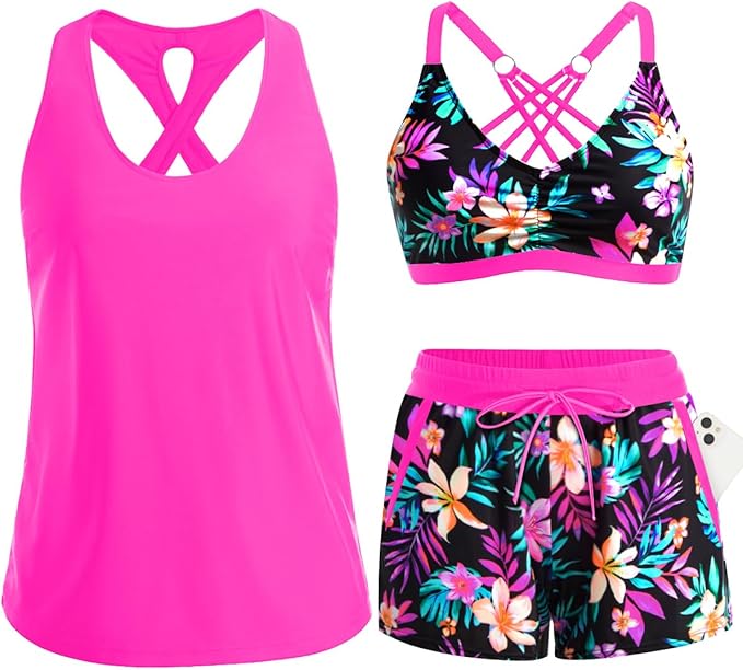 2026 3-Piece Tankini Shorts Set | Quick-Dry & Flattering | Vacation & Sports