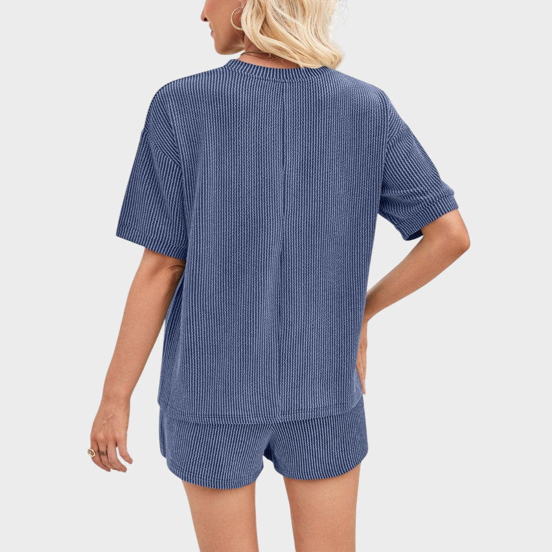 Women's 2 Piece Outfits Summer Tracksuit Ribbed Textured Knit