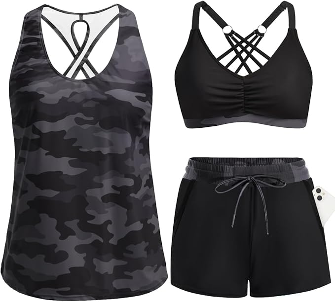 2026 3-Piece Tankini Shorts Set | Quick-Dry & Flattering | Vacation & Sports
