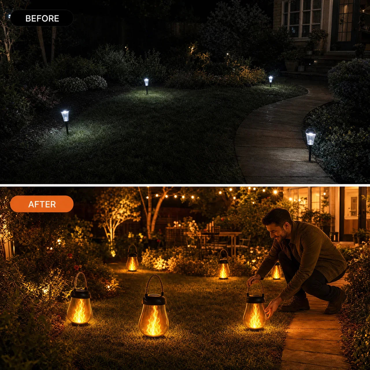 Solar Lantern –  USB Ultra-Real Flame