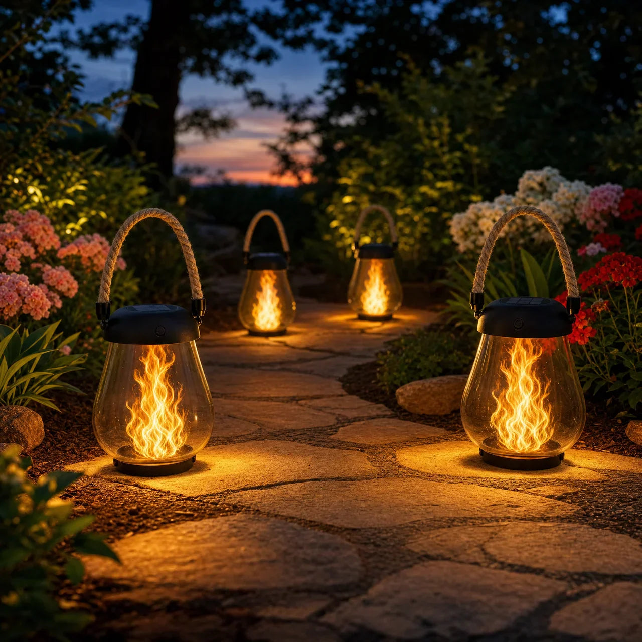 Solar Lantern –  USB Ultra-Real Flame