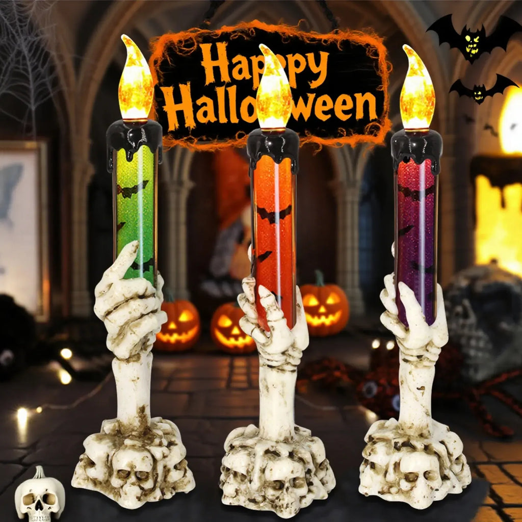 3-Piece Skeleton Finger Candle Holders – Perfect Halloween Decor