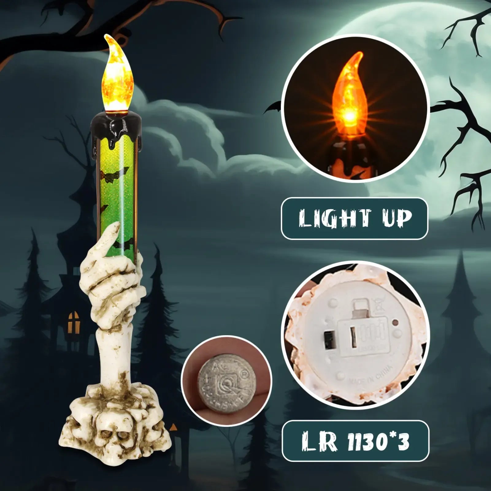 3-Piece Skeleton Finger Candle Holders – Perfect Halloween Decor