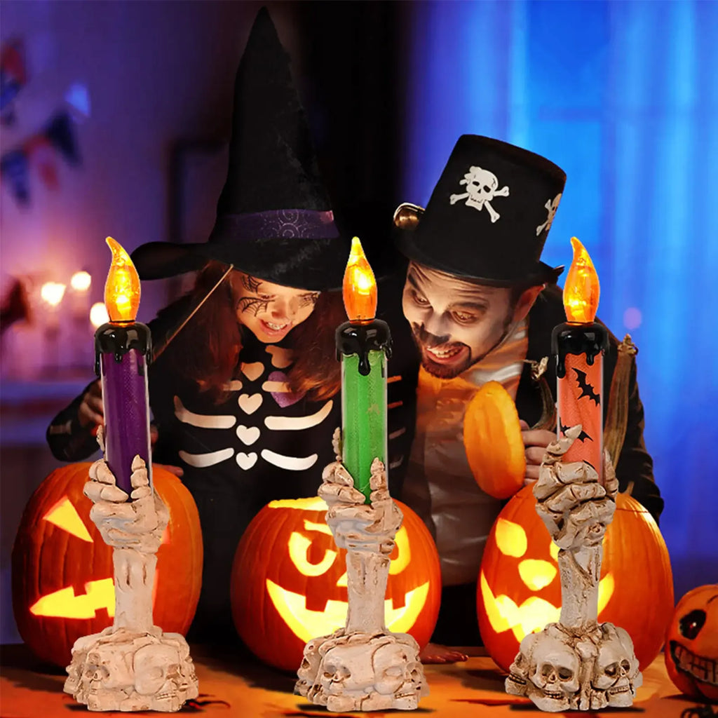 3-Piece Skeleton Finger Candle Holders – Perfect Halloween Decor
