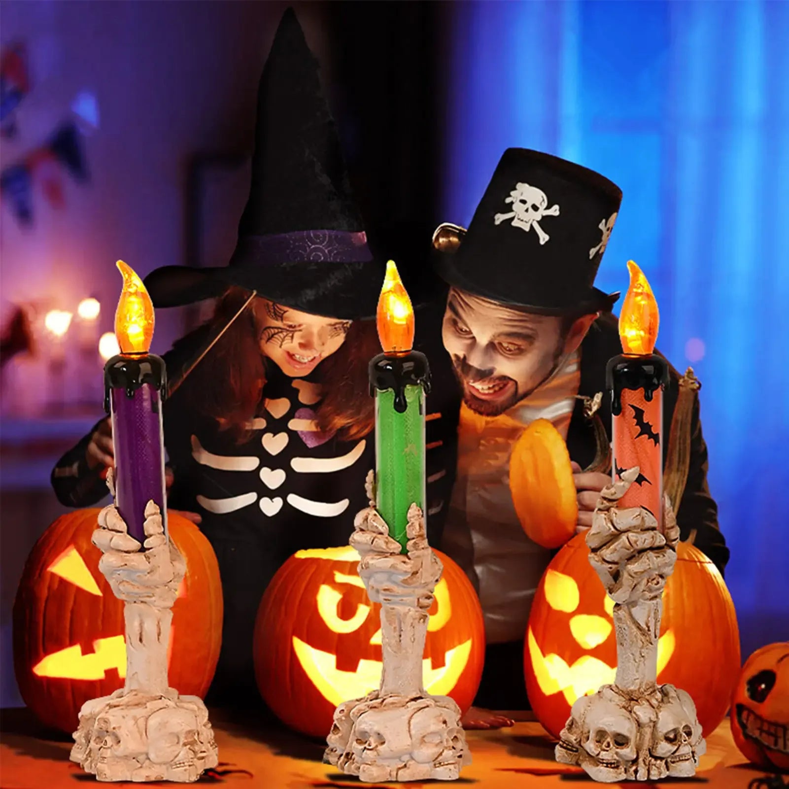 3-Piece Skeleton Finger Candle Holders – Perfect Halloween Decor