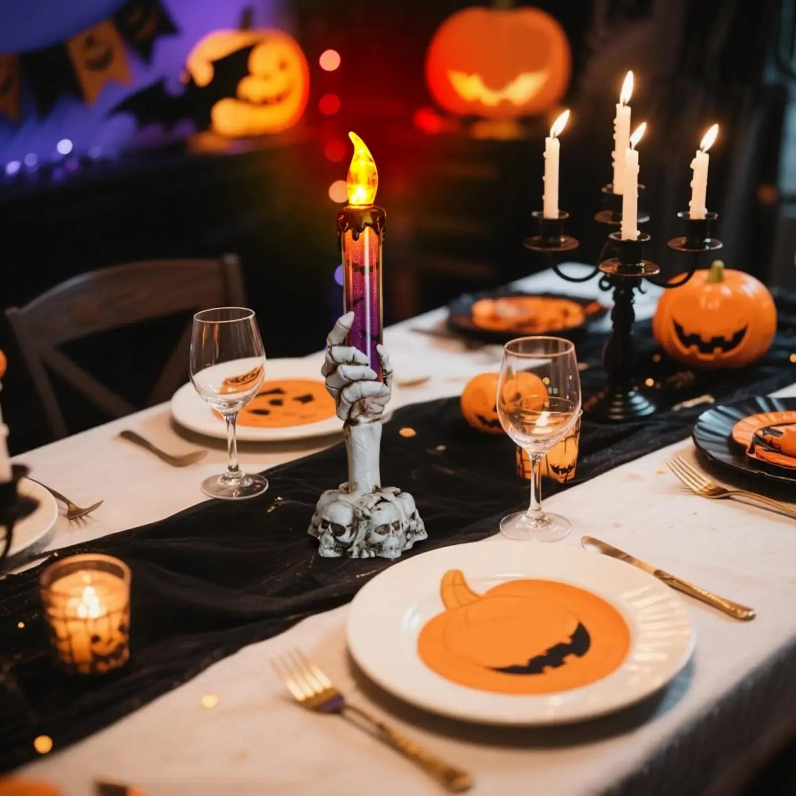 3-Piece Skeleton Finger Candle Holders – Perfect Halloween Decor