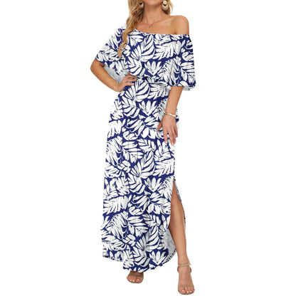 Women's Plus Size Off-Shoulder Maxi Dress with Pockets