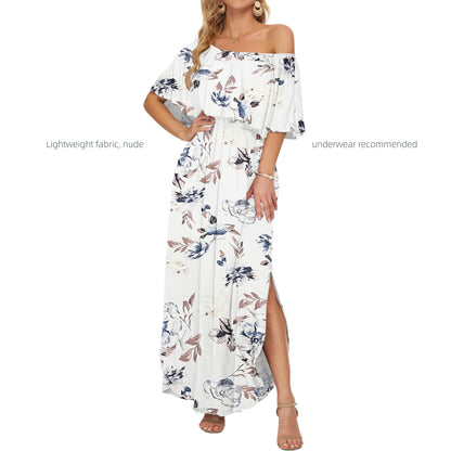 Women's Plus Size Off-Shoulder Maxi Dress with Pockets