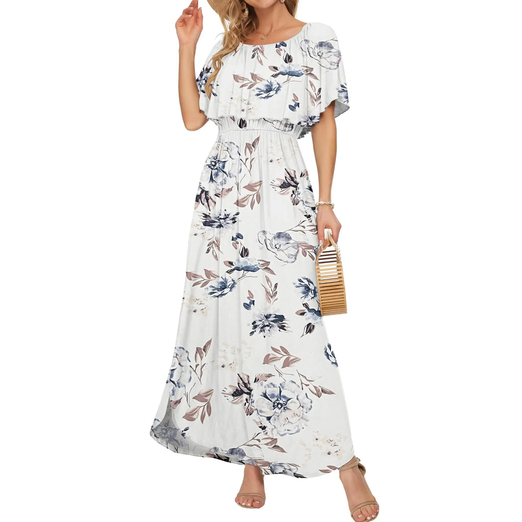 Women's Plus Size Off-Shoulder Maxi Dress with Pockets